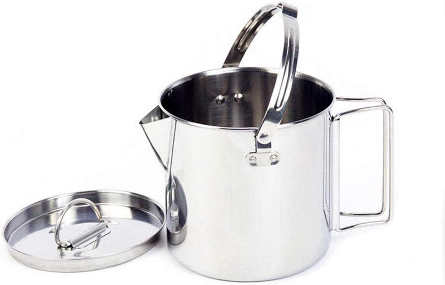 1.2L Stainless Steel Camping Kettle Outdoors Hanging Tea Pot Picnic Cookware