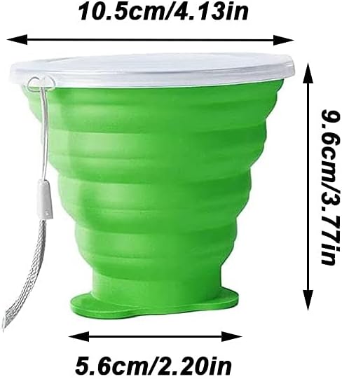 2 Pieces Folding Water Cup, Silicone Folding Cup, Camping Folding Cup, Folding Cup with Lid, Portable Silicone Water Cup, Suitable for Outdoor Camping, Hiking, Office (320 ml)