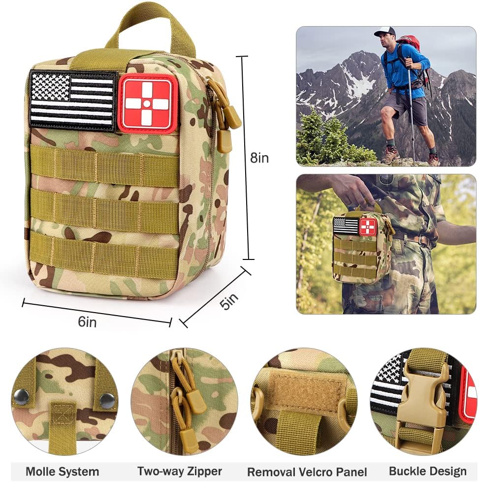 235Pcs Emergency Survival Kit and First Aid Kit Professional Survival Gear Tool with IFAK Molle System Compatible Bag, Gift for Men Camping Outdoor Adventure Boat Hunting Hiking  Earthquake