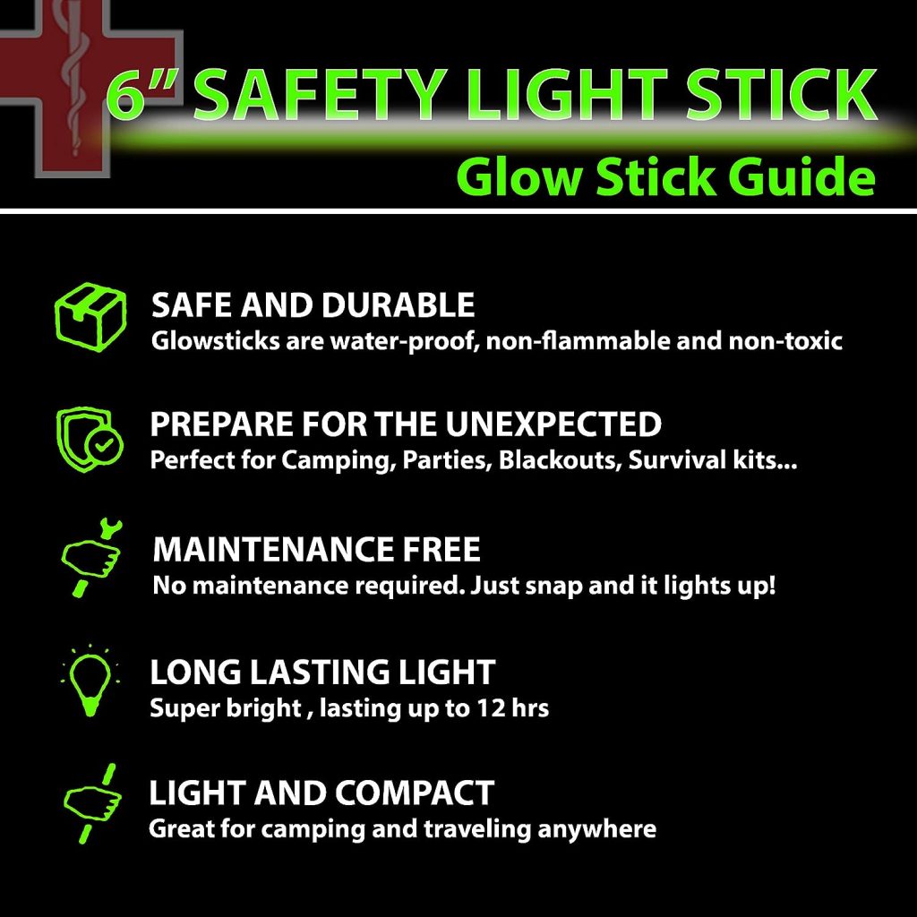 25 Ultra Bright Green Glow Sticks - Individual Packed With Lanyard - For Camping, Emergency Survival - Glow Lights for Blackouts, Hurricane and Storms- 6 Inch Chem Light Sticks with 12 Hour Duration