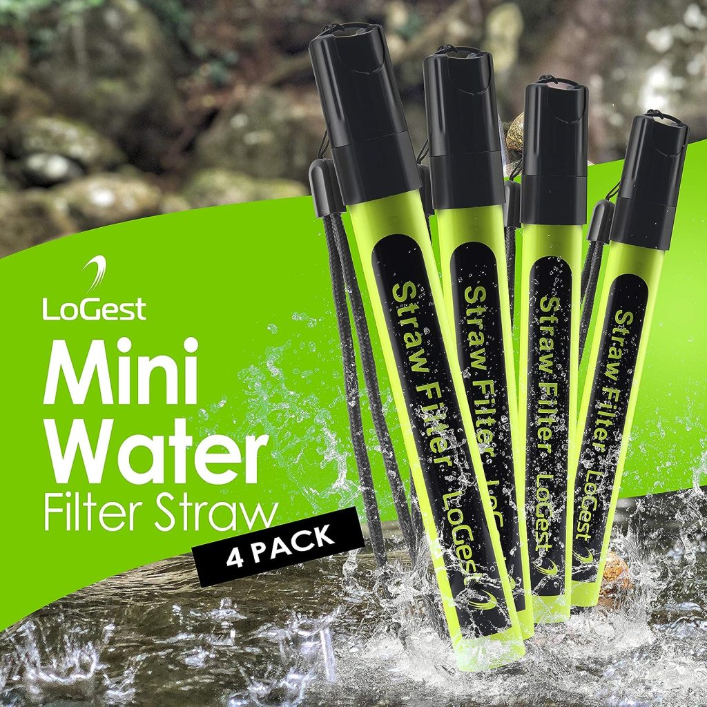 4 Pack Water Filter Straw - Water Purifying Device - Portable Personal Water Filtration Survival - for Emergency Kits Outdoor Activities and Hiking - Water Filter Camping Travel Survival Backpacking