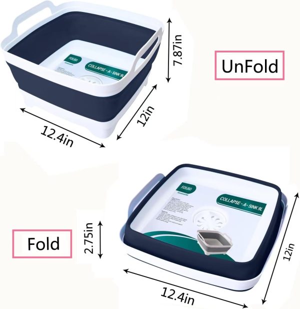 2.4 Gal Collapsible Dish Basin with Drain Plug - Image 3