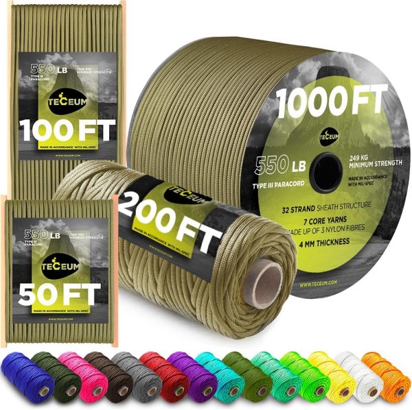 TECEUM Paracord Rope 1000ft - Apricot - Image 3