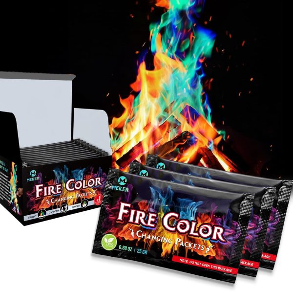 MEKER Fire Color Changing Packets - Fire Pit, Campfires, Outdoor Fireplaces, Bonfire