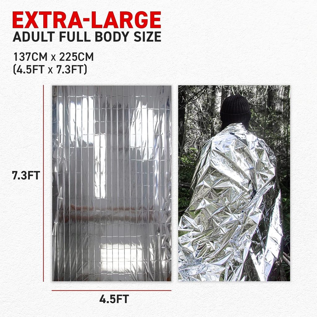 72 HRS MIL-SPEC Emergency Space Blankets – Mylar Survival or Emergency Thermal Blankets for Camping, Hiking, Marathon, First Aid, Emergency Preparedness, Extreme Weather, Shelter (4-Pack) : Sports  Outdoors