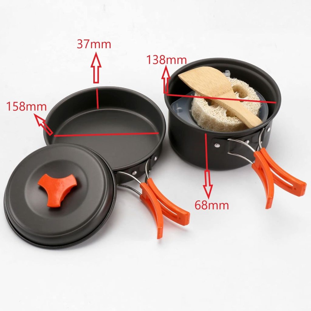 8-Piece Camping Cookware Set 1-2 People Foldable Camping Cooking Pot Set Saucepan Pan for Outdoor Picnic Camping and Hiking Travel BBQ