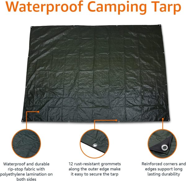 Amazon Basics Waterproof Camping Tarp, 8 ft X 10 ft - Image 5