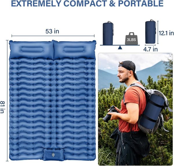 Yuzonc Camping Sleeping Pad with Pillow and Foot Pump - Image 3