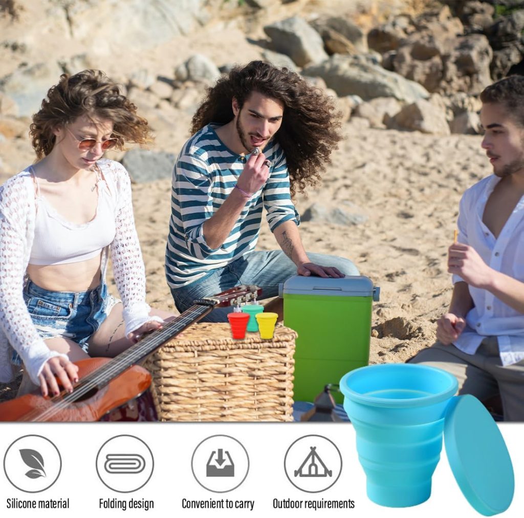 AAED Foldable Silicone Cups, Practical Travel Cups, Foldable Travel Cups, Foldable Outdoor Cups, Reusable Collapsible Cups, Outdoor Camping Folding Cups for Camping and Hiking