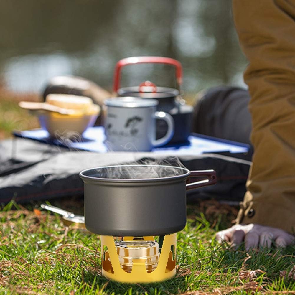 Alcohol Stove, Outdoor Alcohol Burner Camping Stove with Stove Cover, Portable Windproof Hob, Ultralight Mini Cooker for Outdoor Camping Hiking Backpacking