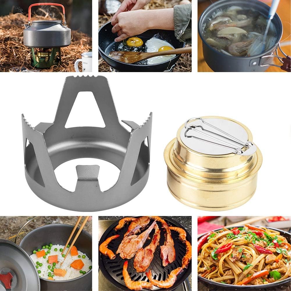 Alcohol Stove, Outdoor Alcohol Burner Camping Stove with Stove Cover, Portable Windproof Hob, Ultralight Mini Cooker for Outdoor Camping Hiking Backpacking