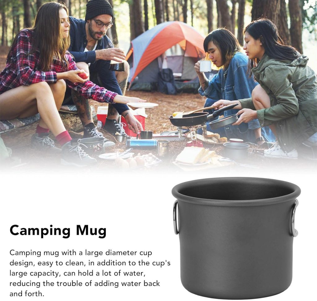 ANKROYU 150 ml Practical Camping Mug, Aluminium Coffee Cup with Large Capacity and Retractable Handle for Outdoor Camping, Hiking, Hiking