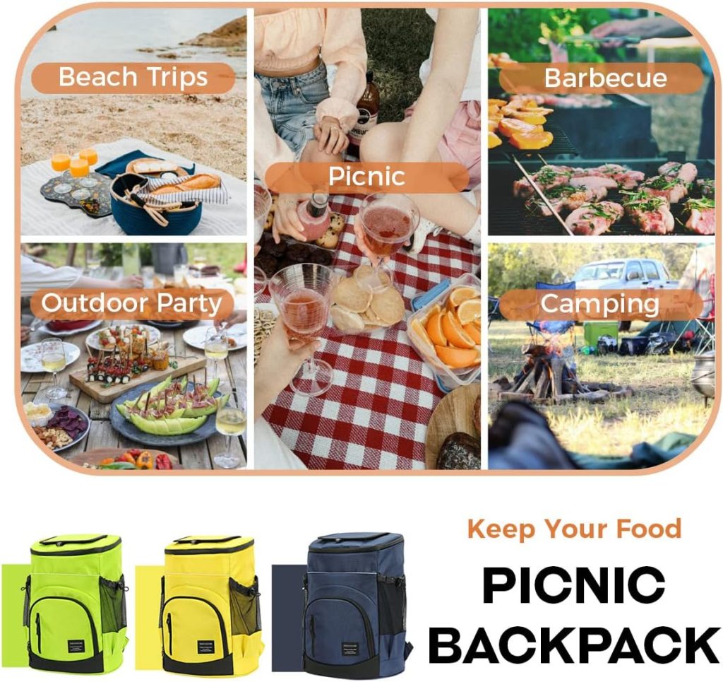 AUXDIQ 30L Cooler Backpack Waterproof Picnic Backpack Insulated Cool Bag for Picnic Camping Hiking