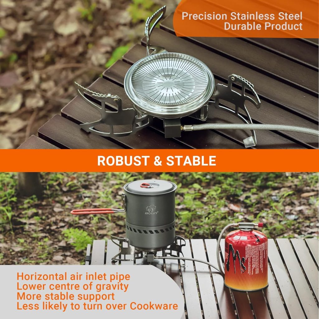 Bulin Camping Stove Burner 3800W/5800W Portable Backpacking Gas Stove with Piezo Ignition Folding Windproof Strong Firepower for Camping Hiking Backpack Outdoor