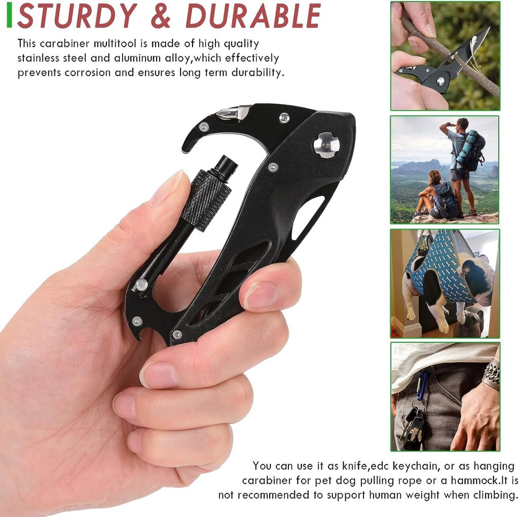 CATO Multitool Carabiner with Folding Pocket Knife,EDC Carabiner Keychain with Tactical Knife, Bottle Opener, Window Breaker and Screwdriver for Men,Survival Gear for Outdoor Camping Hiking