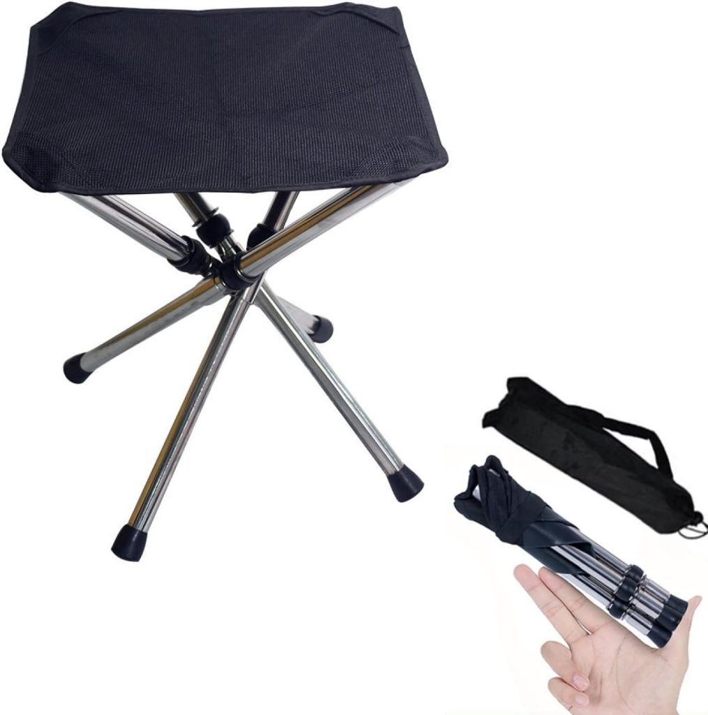 CRSUSUKJ Folding Camping Chair, Camping Stool, Portable Folding Stool, Portable Chair, Mini Folding Stool, Fishing Stool, for Adults, Fishing, Hiking, Gardening and Beach with Carry Bag