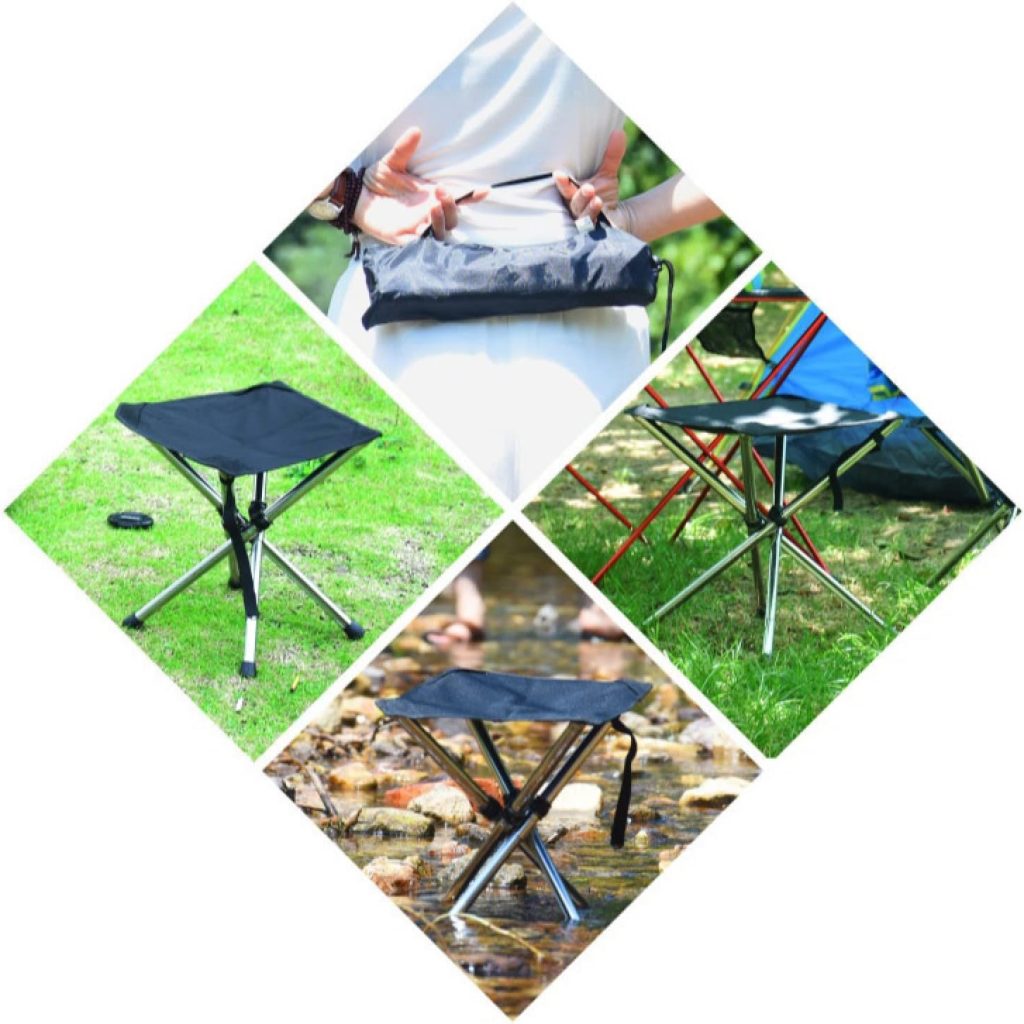 CRSUSUKJ Folding Camping Chair, Camping Stool, Portable Folding Stool, Portable Chair, Mini Folding Stool, Fishing Stool, for Adults, Fishing, Hiking, Gardening and Beach with Carry Bag