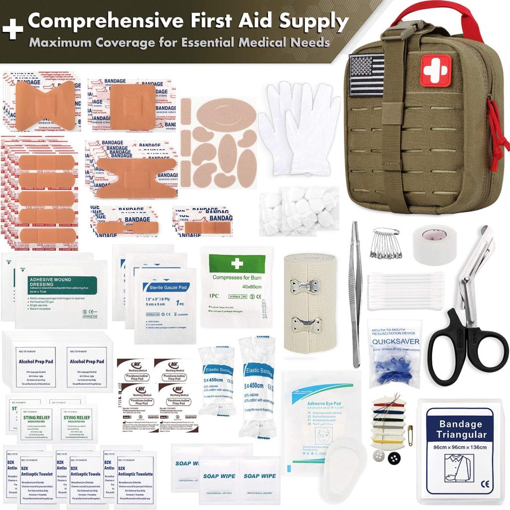 Everlit Survival Upgraded Survival First Aid Kit Emergency Gear Trauma Kit with 1000D Nylon Laser Cut Tactical EMT Pouch for Outdoor, Camping, Hunting, Hiking, Earthquake, Home, Office