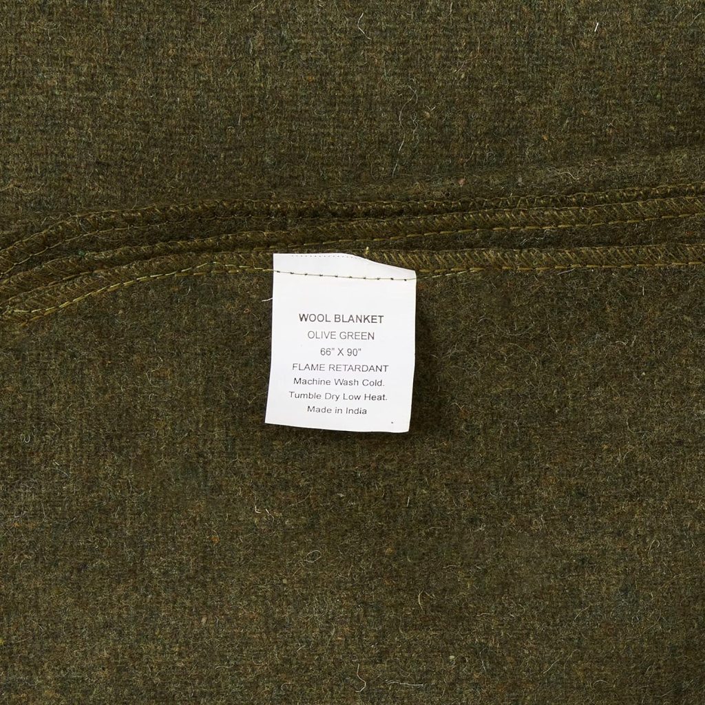 EverOne Olive Drab 80% Wool Fire Retardant Blanket - 66x90