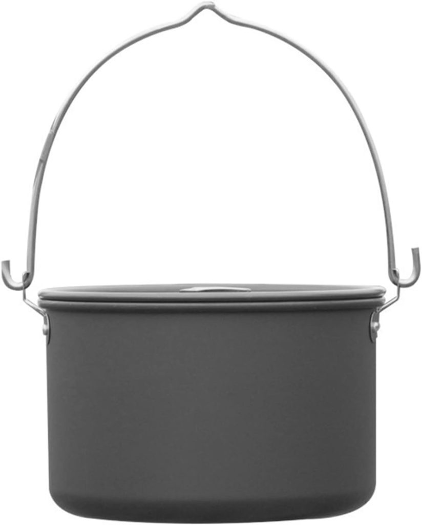 FAMKIT Camping Hanging Pot Cookware,4.5L Hanging Stockpot,Campfire Cooking Pot with Lid,Camping Cookset for Outdoor Camping Hiking Fishing