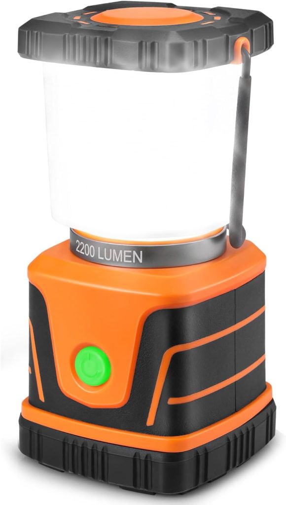 FLOWood 2200 Lumens Super Bright Camping Lamp Rechargeable 6000 mAh Battery LED Camping Lantern, IP54 Camping Lamps, 4 Light Modes, Dimmable Emergency Equipment, Power Failure, Camping Light, Tent Lamp for Hiking