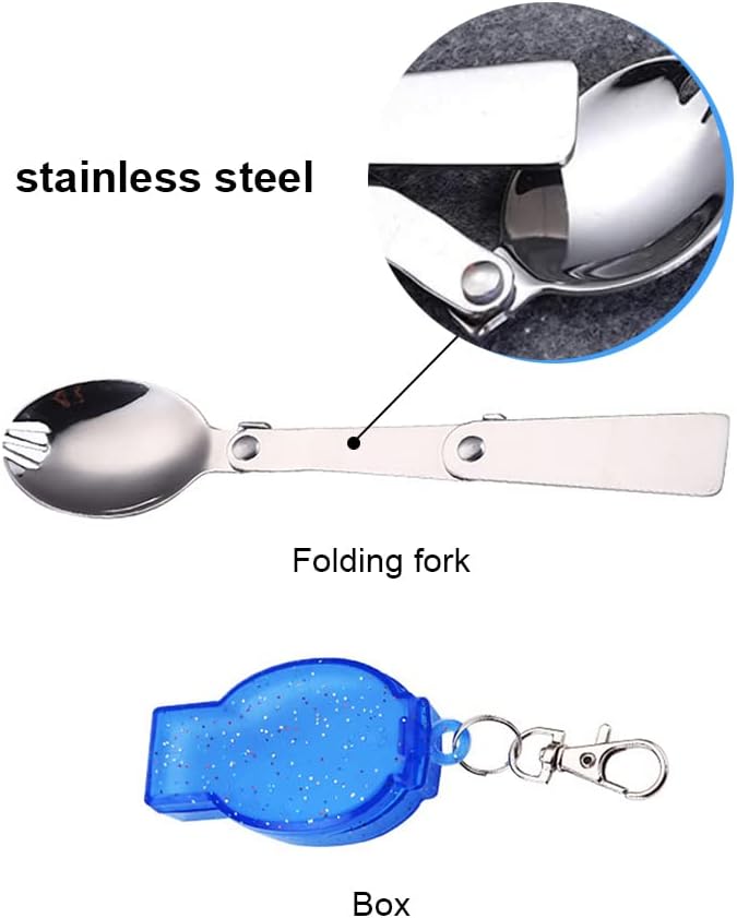 Folding Fork Small Collapsible Fork Exquisite Foldable Stainless Steel Spoons for Outdoor Camping and Hiking