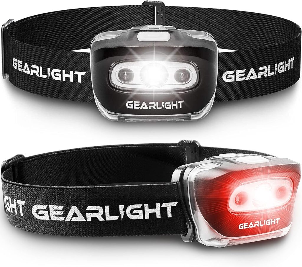 GearLight 2Pack LED Headlamp - Outdoor Camping Headlamps with Adjustable Headband - Leightweight Headlight with 7 Modes and Pivotable Head - Bright Headlamps for Adults with a Machine Washable Band