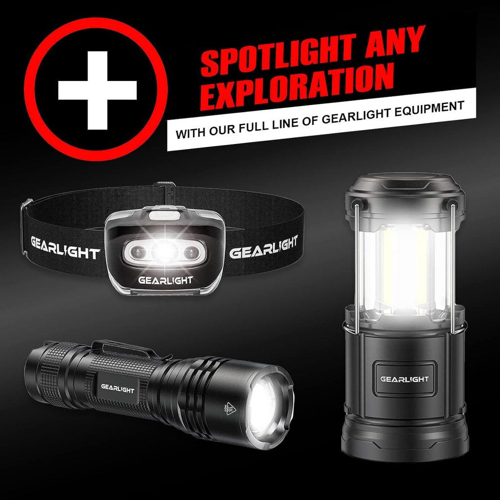 GearLight 2pack S1000 LED Flashlights High Lumens - Mini Flashlights for Camping, Hiking, Walking - Powerful Emergency Flashlights with 5 Modes for Outdoor Use - Bright Flashlight with Zoomable Beam