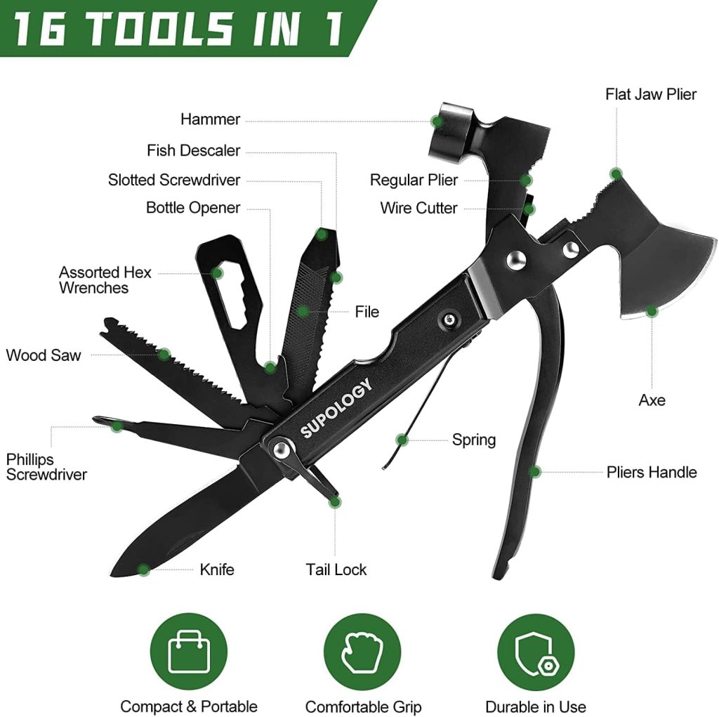 Gifts for Men Dad Husband Father Boyfriend, Survival Gear and Equipment, Multi-purpose Emergency Tool Outdoor Kits with Raincoat Multitool Tactical Pen, Cool Gadgets for Camping Fishing Hunting Hiking