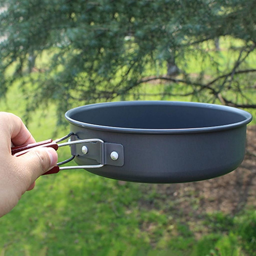 Giilayky Camping Frying Pan Outdoor Camping Portable Non-Stick Cooking Picnic Hiking Tableware Kitchen Utensils Roasting Pan