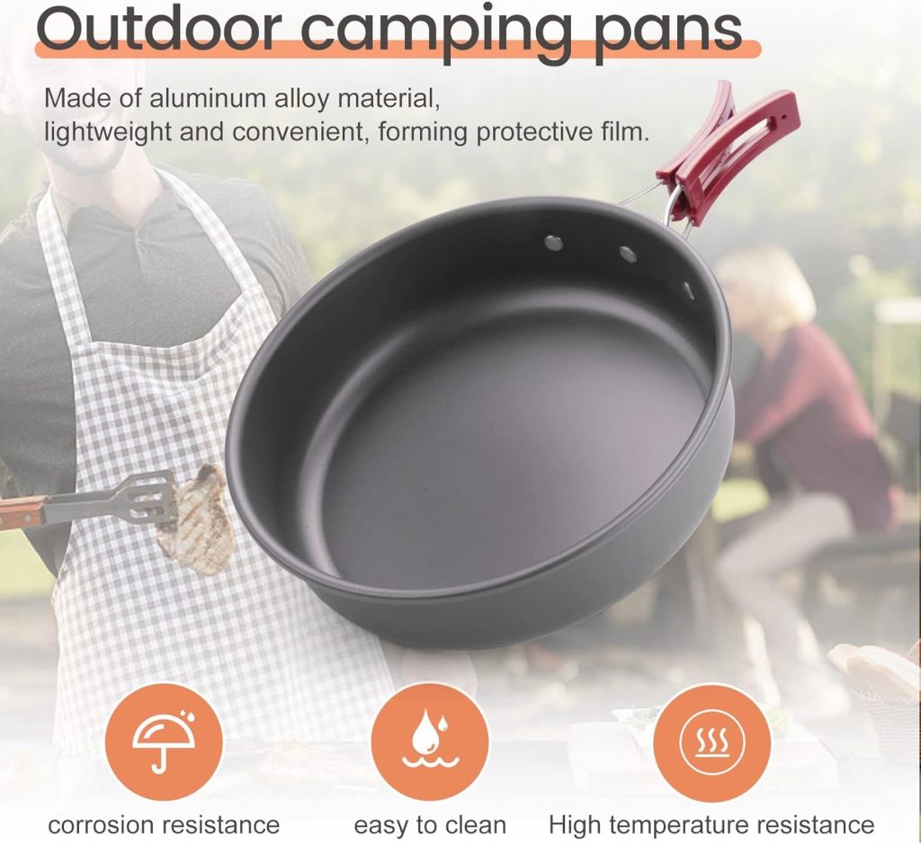 Giilayky Camping Frying Pan Outdoor Camping Portable Non-Stick Cooking Picnic Hiking Tableware Kitchen Utensils Roasting Pan