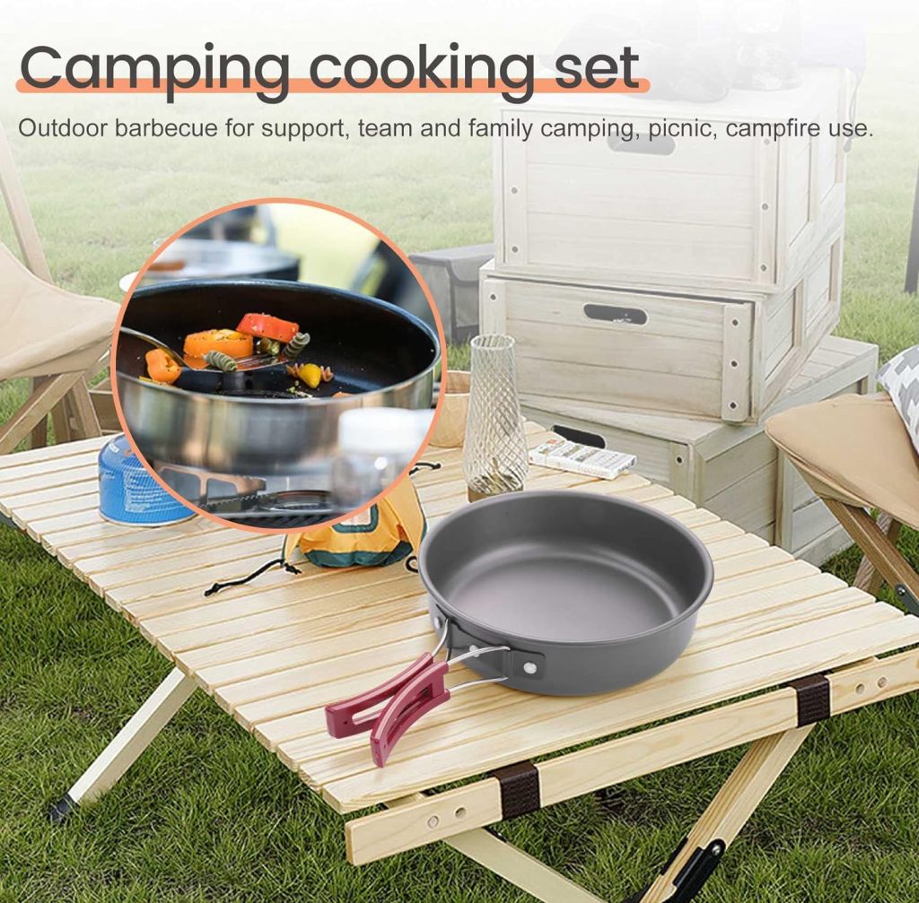 Giilayky Camping Frying Pan Outdoor Camping Portable Non-Stick Cooking Picnic Hiking Tableware Kitchen Utensils Roasting Pan