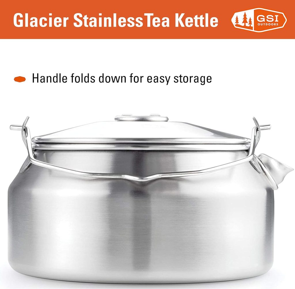 GSI Outdoors Glacier Stainless Steel Tea Kettle 1 qt. - Camping, Outdoors,  RV