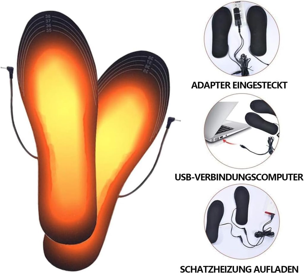 Heated Insoles, Heating Insoles, Foot Warmers, USB Rechargeable Heated Insoles, USB Foot Warmer, Washable Heating Pad, Sole Warmer, Heat Sole, 1 Pair of Foot Warmers, Heat Thermal Soles, 35-45