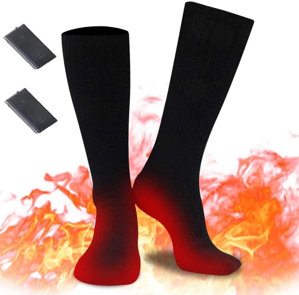 Heated Socks, Electric Heating Socks for Men Women, Winter Warm Cotton Socks for Outdoor Sports - Camping, Hiking, Fishing, Cycling, Motorcycling