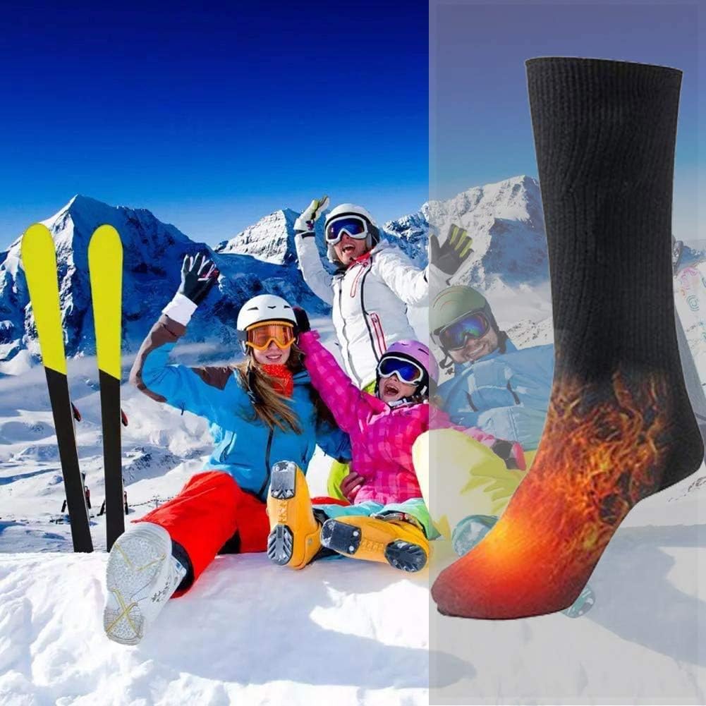 Heated Socks, Electric Heating Socks for Men Women, Winter Warm Cotton Socks for Outdoor Sports - Camping, Hiking, Fishing, Cycling, Motorcycling