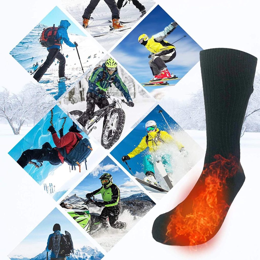 Heated Socks, Electric Heating Socks for Men Women, Winter Warm Cotton Socks for Outdoor Sports - Camping, Hiking, Fishing, Cycling, Motorcycling