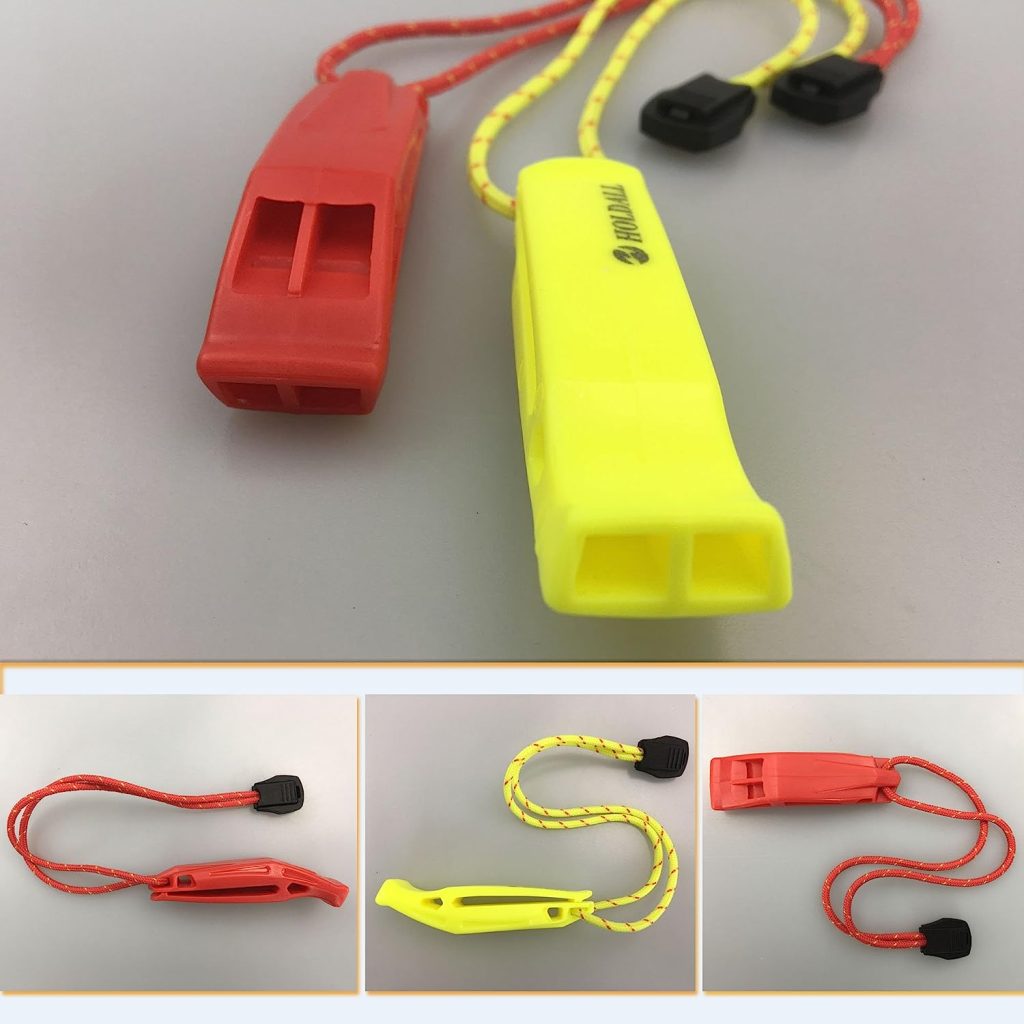 HOLDALL Emergency Safety Whistle with Lanyard, Loud Pea-Less Whistles for Boating Kayaking Life Vest Survival Rescue Signaling.