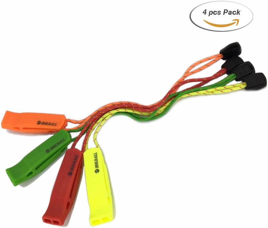 HOLDALL Emergency Safety Whistle with Lanyard, Loud Pea-Less Whistles for Boating Kayaking Life Vest Survival Rescue Signaling.