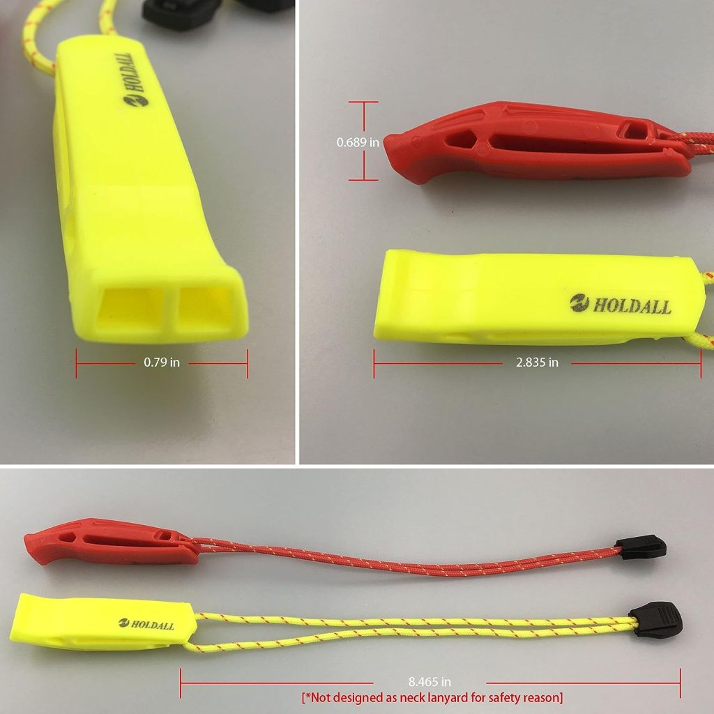 HOLDALL Emergency Safety Whistle with Lanyard, Loud Pea-Less Whistles for Boating Kayaking Life Vest Survival Rescue Signaling.