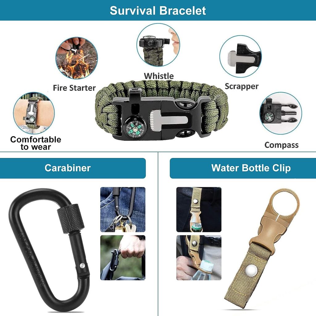 KEPEAK Survival Kit, Survival Gear and Equipment 14 in 1, Emergency Survival Tool Cool Gadgets for Outdoor Emergency Camping Hiking