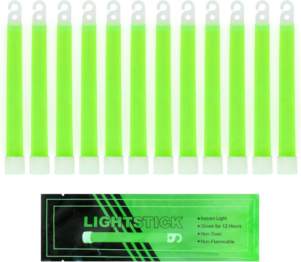 MediTac Green Glow Sticks - Premium Bright 6” Snap  Light Sticks - 12 Hour (12 Pack)