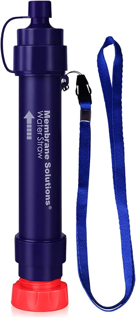 Membrane Solutions Water Filter Straw WS02, Detachable 4-Stage 0.1-Micron Portable Water Filter Camping, 5,000L Water Purifier Survival Gear and Equipment for Hiking Camping Travel and Emergency