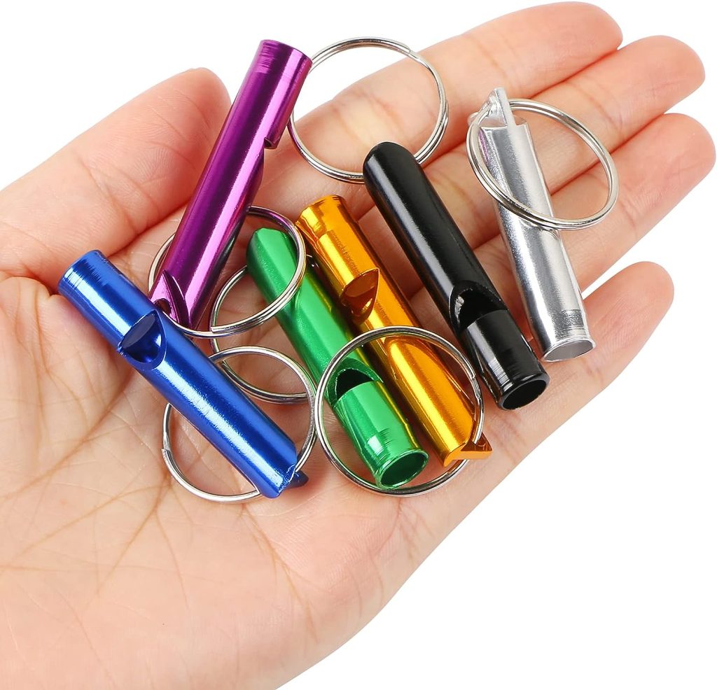 MIDELONG 12 pcs Emergency Whistle with Key Chain, Aluminum Extra Loud Safety Survival Whistle Keychain for Outdoor Sports Camping Hiking Boating Hunting, 6 Colors