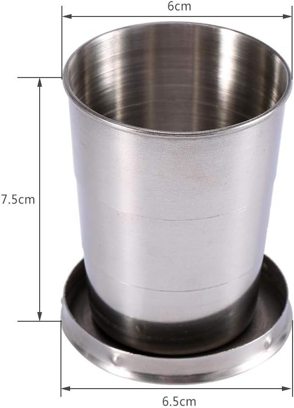 Nikou Stainless Steel Folding Cup - Camping Cup Collapsible Drink Glass Cup with Lid Keyring for Outdoor Travel Camping Hiking Fishing Mountaineering Retractable Telescope Portable