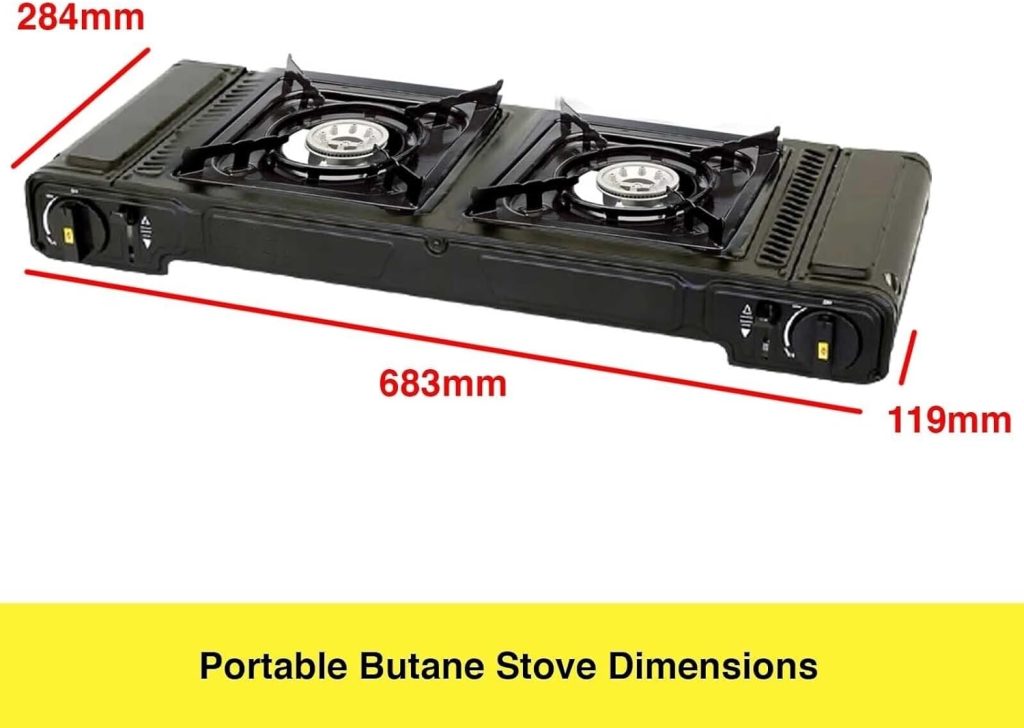 Portable BBQ Butane Gas Camping Stove - Dual Burner with Carry Case. Twin Stove Portable Gas BBQ Cooking Stove for Camping, Hiking, Outdoor Fishing