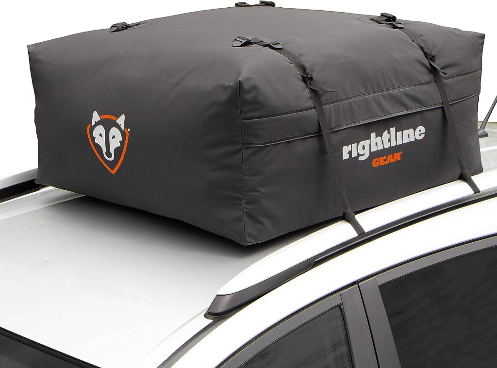 Rightline Gear Range Jr Weatherproof Rooftop Cargo Carrier for Top of Vehicle, Attaches With or Without Roof Rack, 10 Cubic Feet, Black