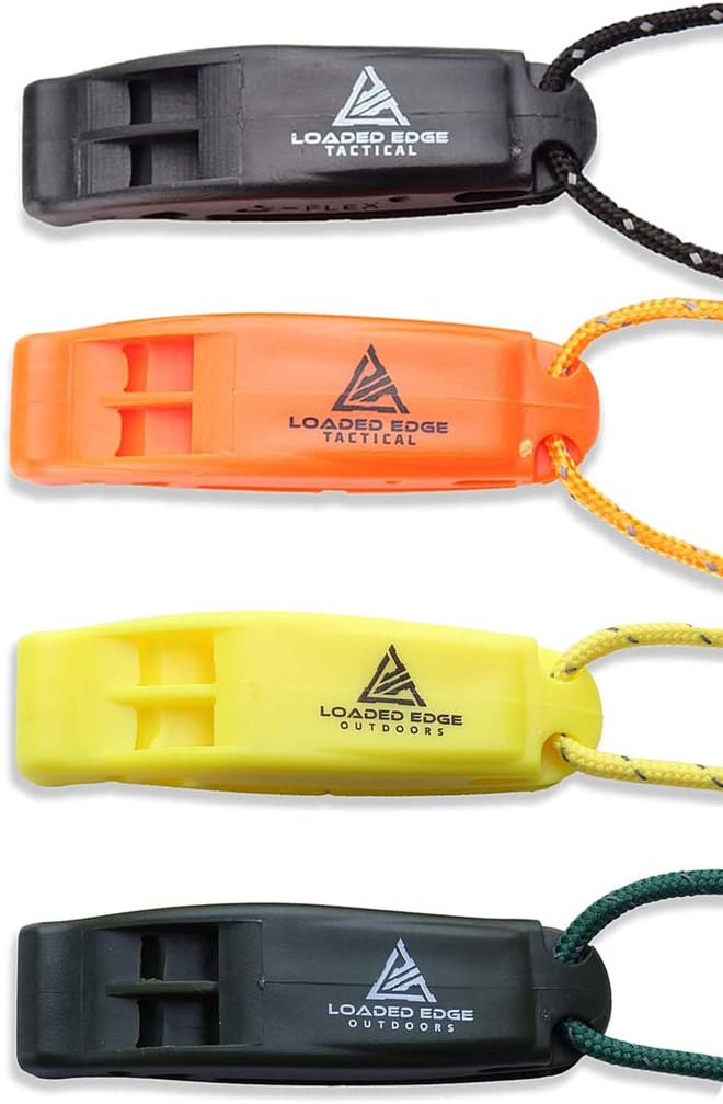 Safety Survival Whistle – Emergency Running Whistles with Lanyard (4 Pack) - Extra Loud - Perfect for Hiking, Boating, Camping, Hunting, Biking  More – U.S. Veteran Owned Company