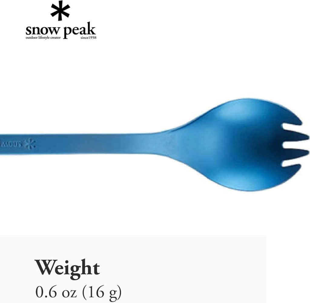 Snow Peak Titanium Spork - Durable, Versatile  Lightweight Eating Utensil - 0.6 Oz