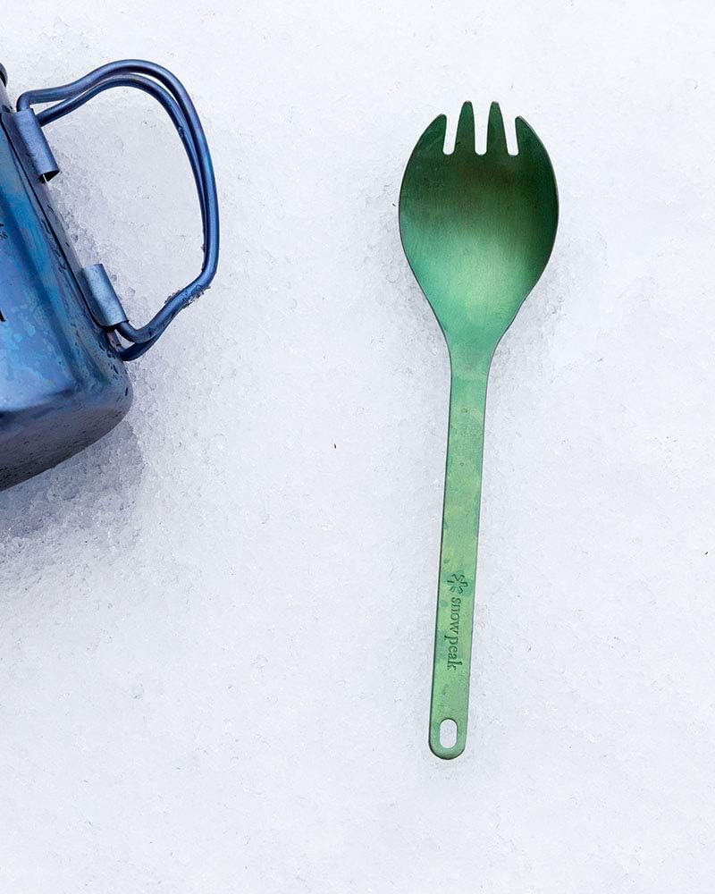 Snow Peak Titanium Spork - Durable, Versatile  Lightweight Eating Utensil - 0.6 Oz